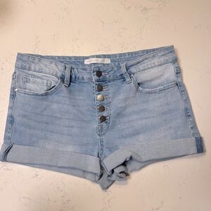 Altar'd State Blue Jean Shorts High-Waisted Cuffed